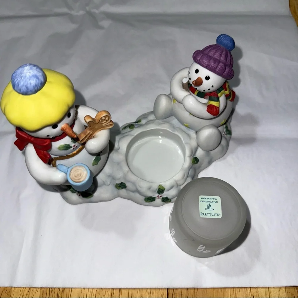 PartyLite Snowman Candle Holder with Red and Green Accents - Picture 3 of 12